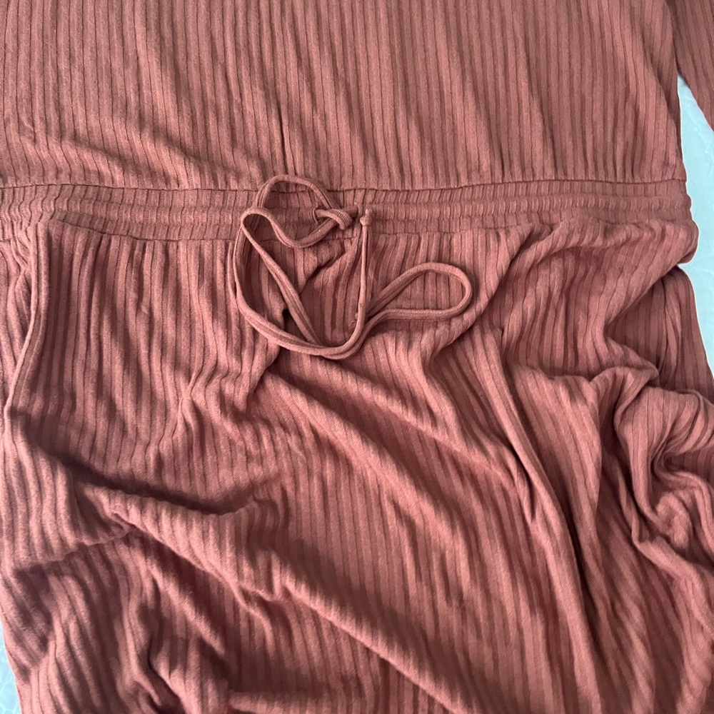 AnyBody Rust Long Sleeve cowl neck Ribbed Dress-Size XL - Picture 8 of 16